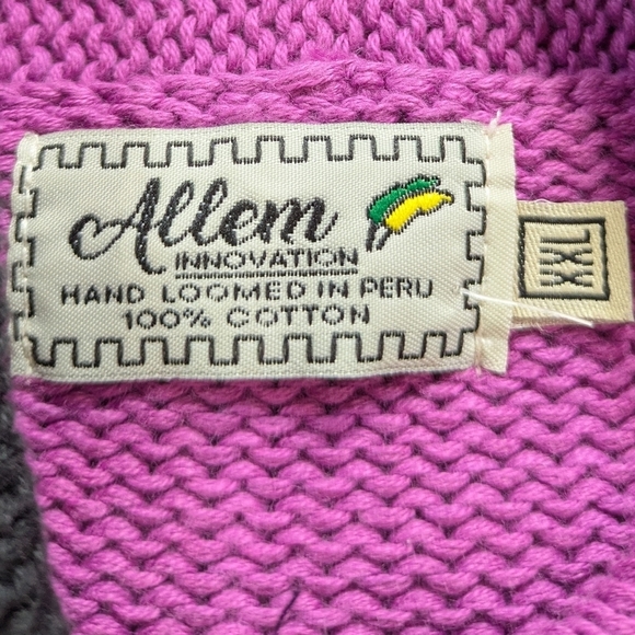 Vintage Allen Innovation Purple Knit Hot Air Balloon Zip Up Hoodie Sweater XXL - Picture 7 of 8